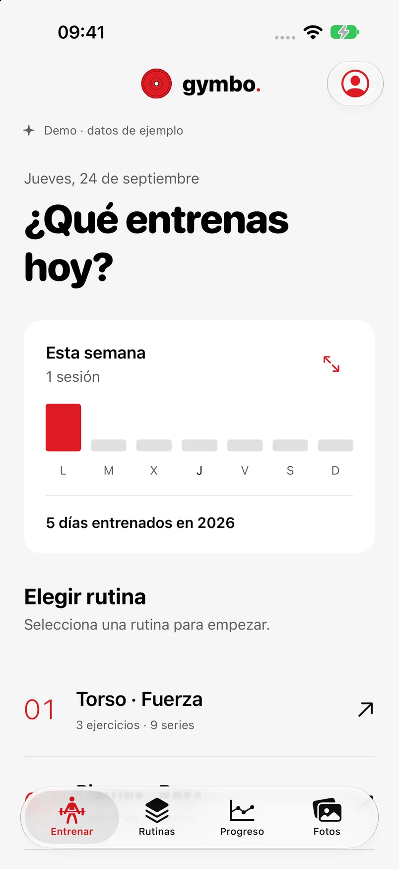 Gymbo abierto en iPhone 17 Pro Max